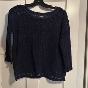 Aerie Navy Crochet Sweater